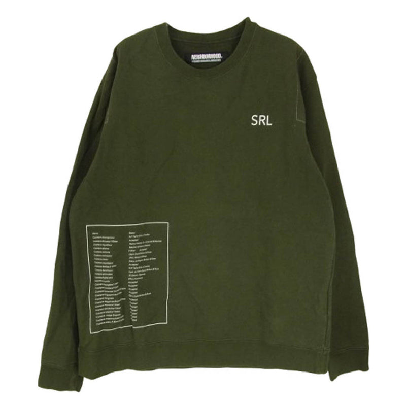 NEIGHBORHOOD ネイバーフッド 19AW 192FPNH-CSM09 SRL.BIO/C-CREW.LS バイオ プリント クルーネック スウェット トレーナー カーキ系 L【中古】