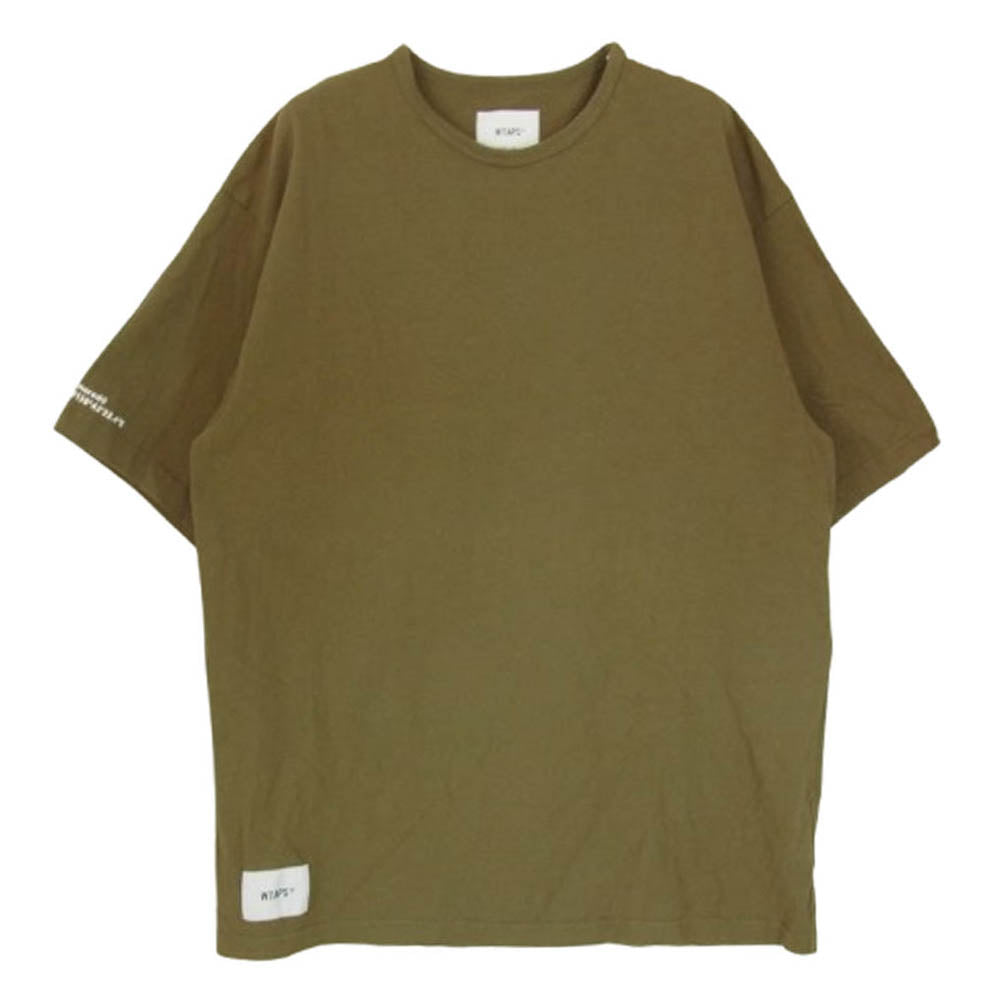 WTAPS ダブルタップス 21SS 211ATDT-CSM13 FLAT 02 CREW NECK Olive フラット クルーネック 半袖 Tシャツ カーキ系 X04【中古】