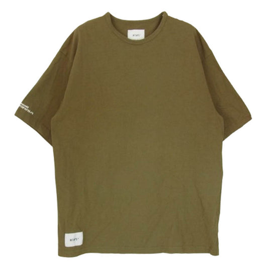 WTAPS ダブルタップス 21SS 211ATDT-CSM13 FLAT 02 CREW NECK Olive フラット クルーネック 半袖 Tシャツ カーキ系 X04【中古】