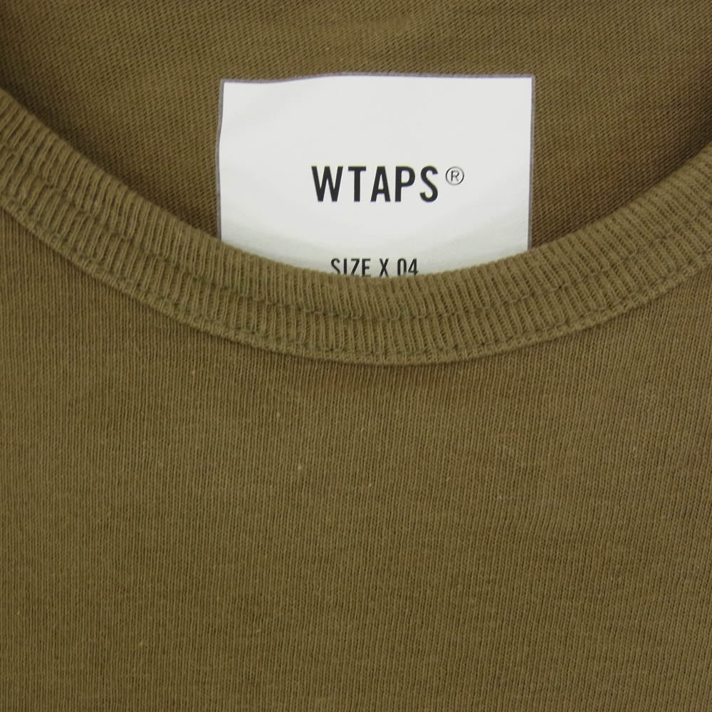 WTAPS ダブルタップス 21SS 211ATDT-CSM13 FLAT 02 CREW NECK Olive フラット クルーネック 半袖 Tシャツ カーキ系 X04【中古】