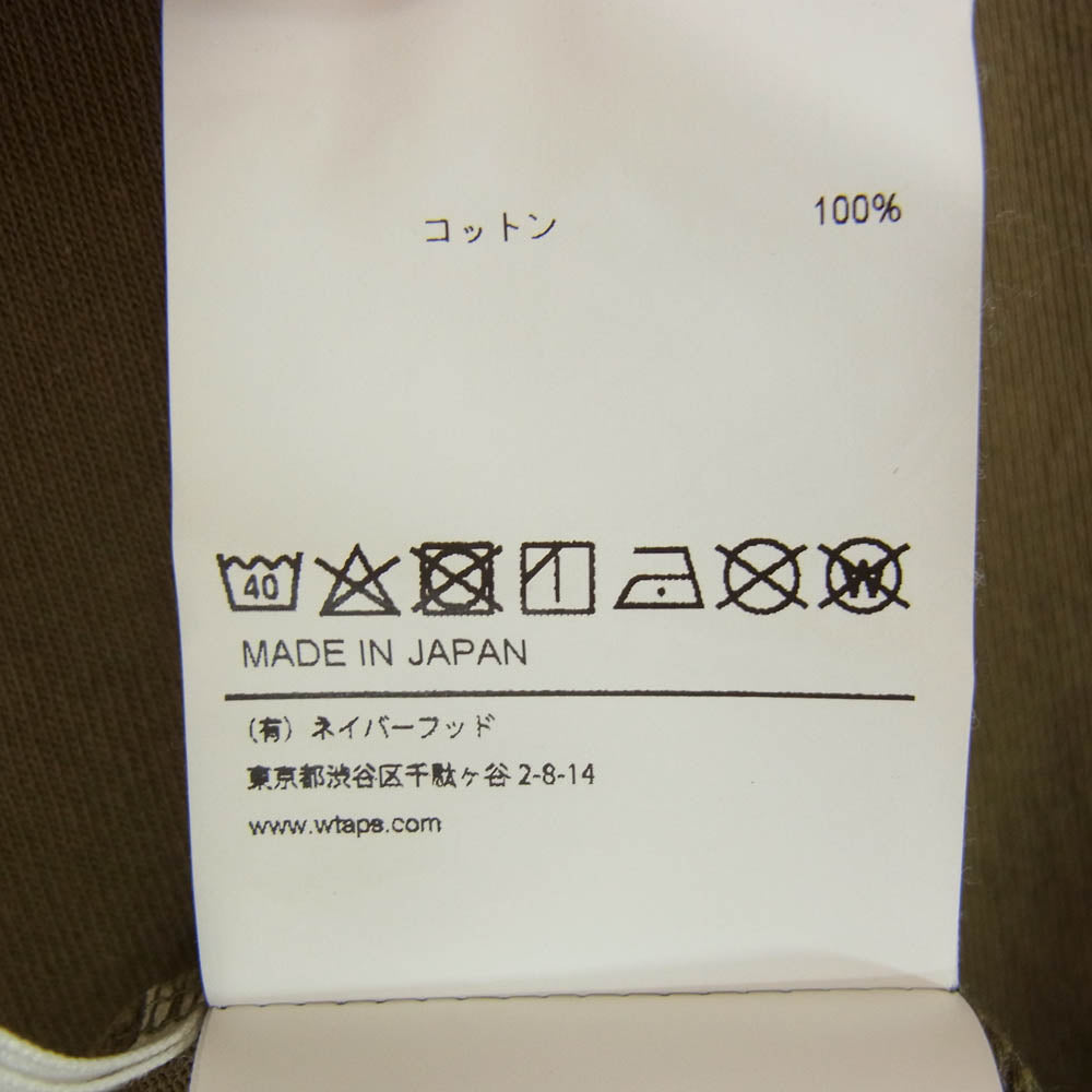 WTAPS ダブルタップス 21SS 211ATDT-CSM13 FLAT 02 CREW NECK Olive フラット クルーネック 半袖 Tシャツ カーキ系 X04【中古】