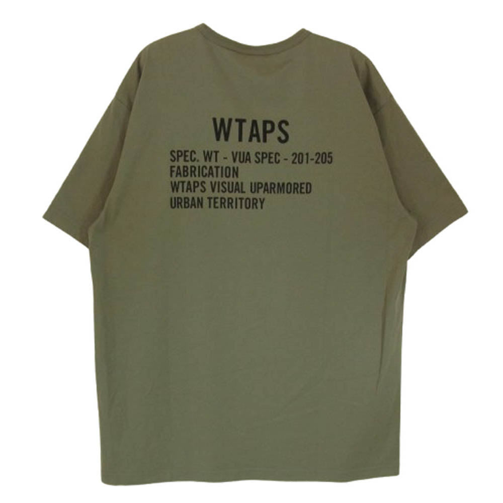 WTAPS ダブルタップス 20SS 201ATDT-CSM22 ACADEMY SS / TEE. COPO アカデミー バックロゴプリント クルーネック 半袖 Tシャツ カーキ系 X02【中古】