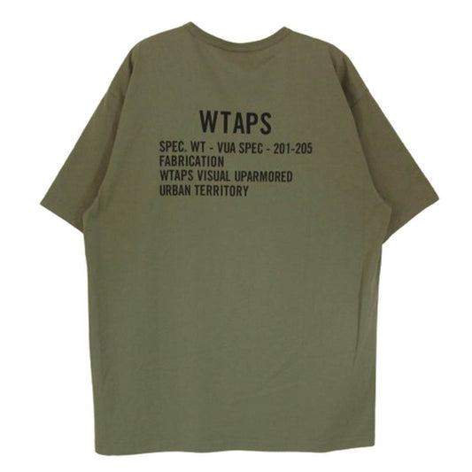 WTAPS ダブルタップス 20SS 201ATDT-CSM22 ACADEMY SS / TEE. COPO アカデミー バックロゴプリント クルーネック 半袖 Tシャツ カーキ系 X02【中古】