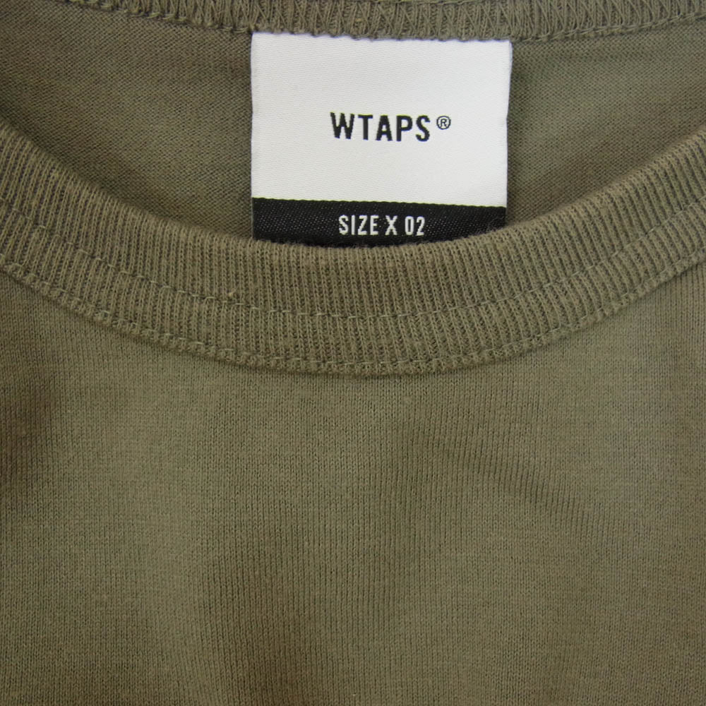 WTAPS ダブルタップス 20SS 201ATDT-CSM22 ACADEMY SS / TEE. COPO アカデミー バックロゴプリント クルーネック 半袖 Tシャツ カーキ系 X02【中古】