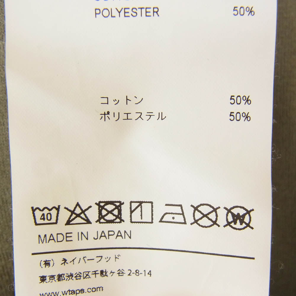 WTAPS ダブルタップス 20SS 201ATDT-CSM22 ACADEMY SS / TEE. COPO アカデミー バックロゴプリント クルーネック 半袖 Tシャツ カーキ系 X02【中古】