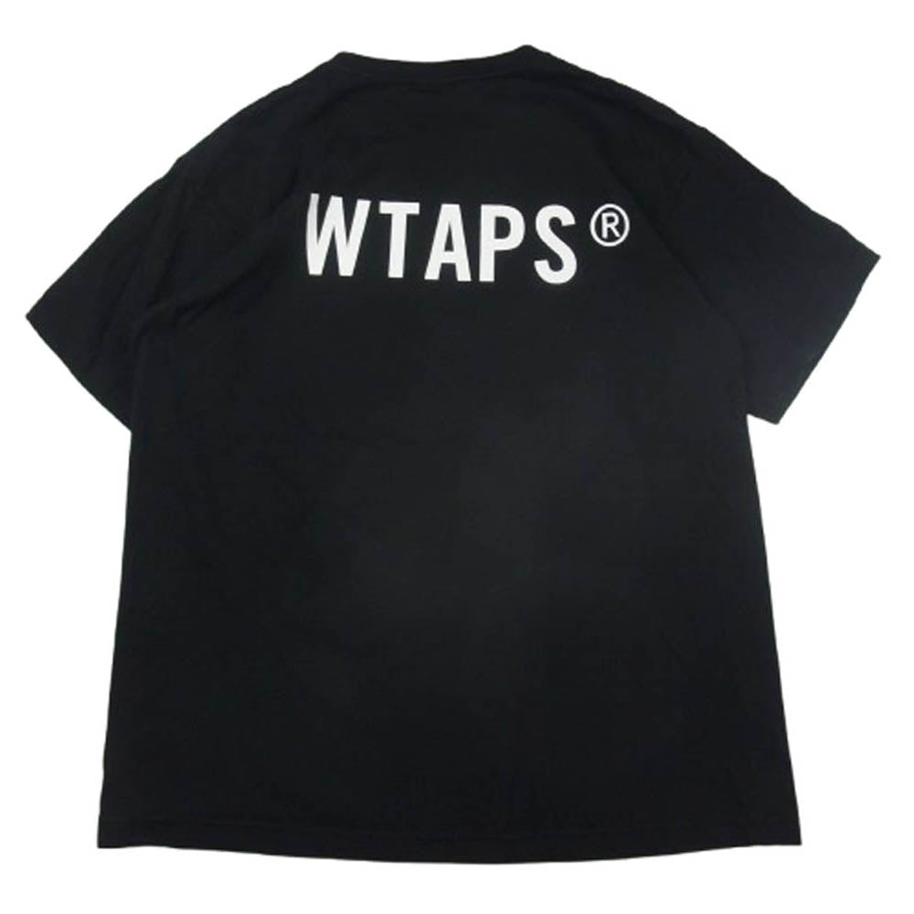WTAPS ダブルタップス 胸ロゴ バックロゴプリント クルーネック 半袖 Tシャツ ブラック系 02【中古】
