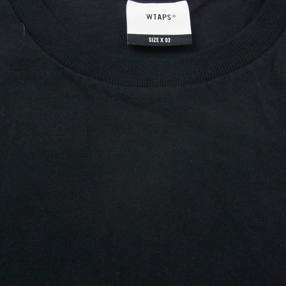 WTAPS ダブルタップス 胸ロゴ バックロゴプリント クルーネック 半袖 Tシャツ ブラック系 02【中古】