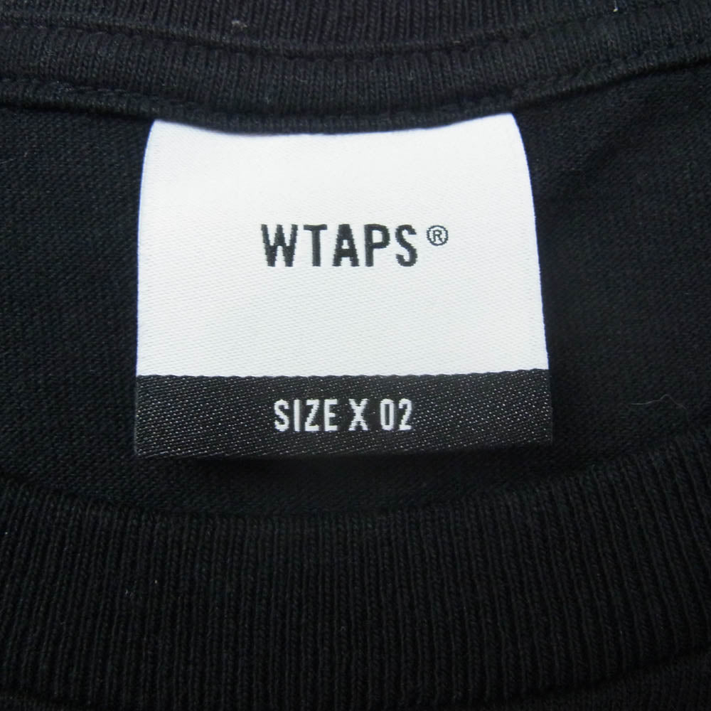 WTAPS ダブルタップス 胸ロゴ バックロゴプリント クルーネック 半袖 Tシャツ ブラック系 02【中古】