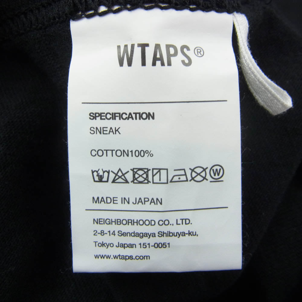 WTAPS ダブルタップス 胸ロゴ バックロゴプリント クルーネック 半袖 Tシャツ ブラック系 02【中古】