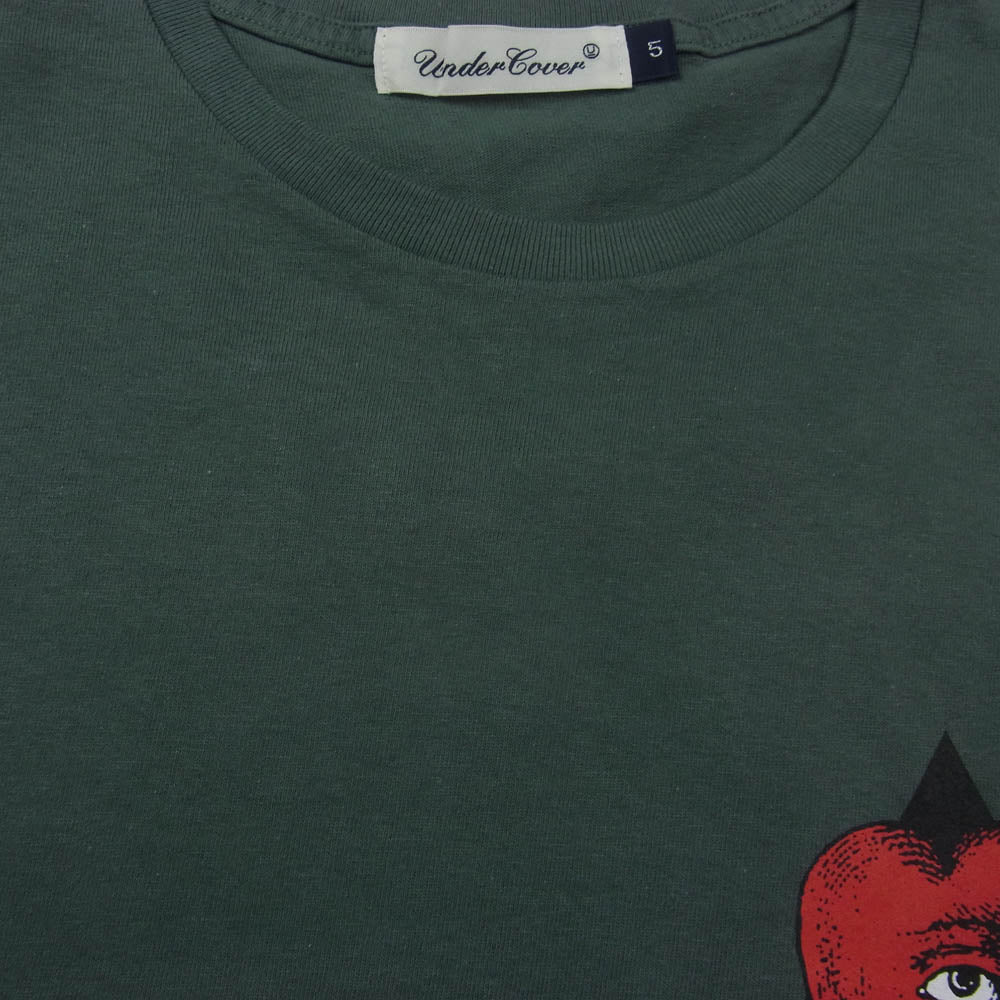 UNDERCOVER アンダーカバー HEART TEE ハート バックプリント 半袖 Tシャツ カーキ系 5【中古】