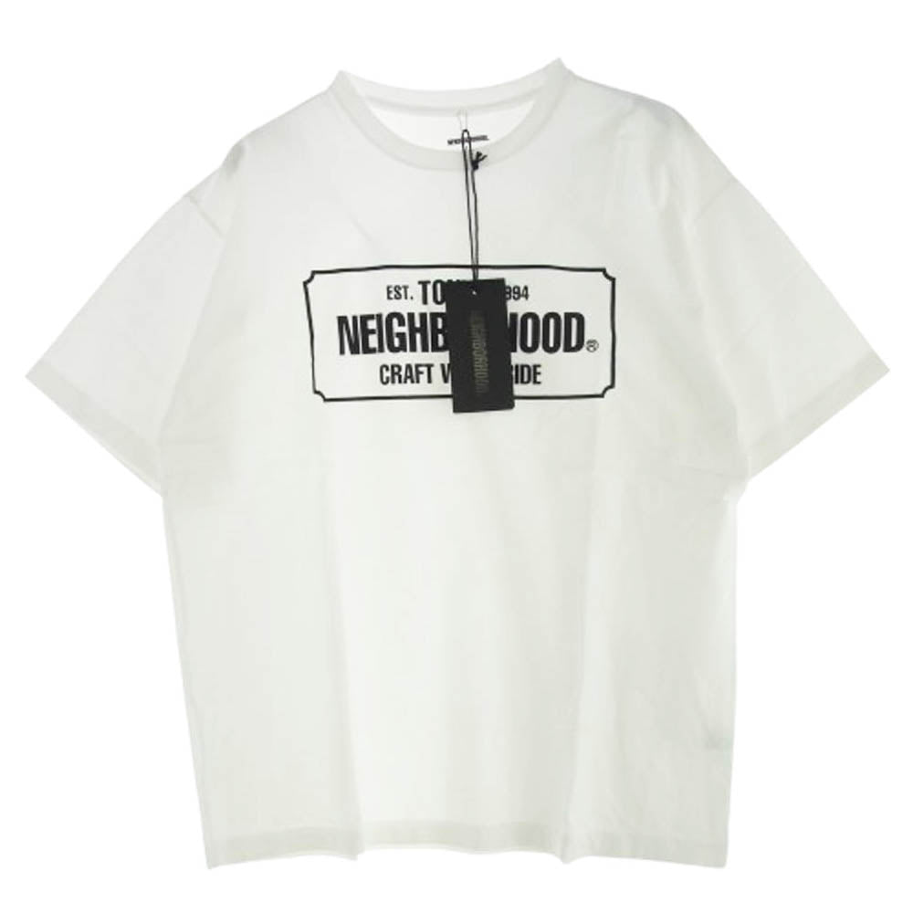 NEIGHBORHOOD ネイバーフッド 22AW 222PCNH-ST01 NH TEE-1 SS ロゴプリント クルーネック 半袖 Tシャツ ホワイト系 L【新古品】【未使用】【中古】