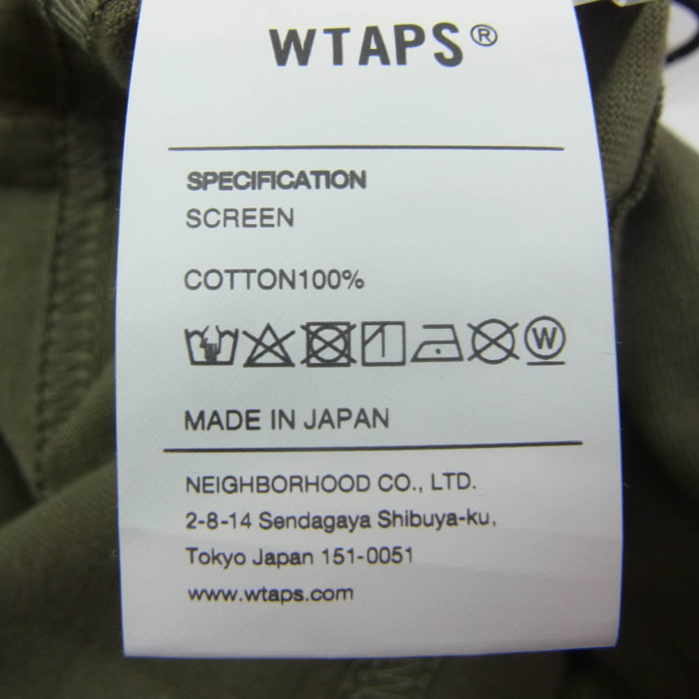 WTAPS ダブルタップス 21SS 211PCDT-ST04S EX.42 WRANGLE スポットリリース スクリーンプリント クルーネック 半袖 Tシャツ カーキ系 04【極上美品】【中古】