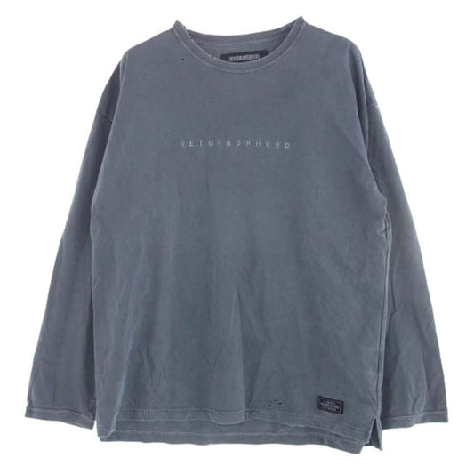NEIGHBORHOOD ネイバーフッド 19AW 192FPNH-CSM02S SAVAGE.SQD/C-CREW.LS サベージ ダメージ加工 クルーネック 長袖 Tシャツ ロンT ブルー系 L【中古】