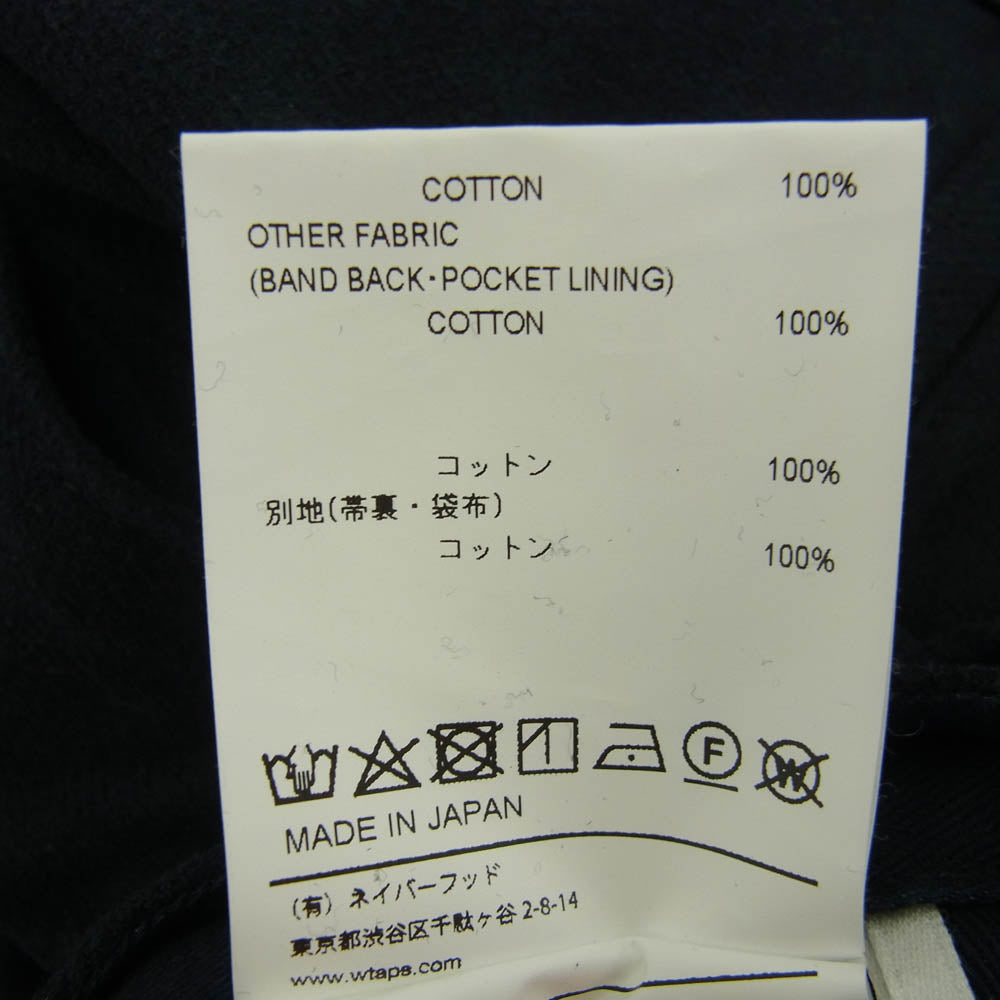 WTAPS ダブルタップス 20AW 202WVDT-PTM03 TUCK TROUSERS COTTON FLANNEL コットンフランネル タック トラウザー パンツ ネイビー系 X 01【中古】