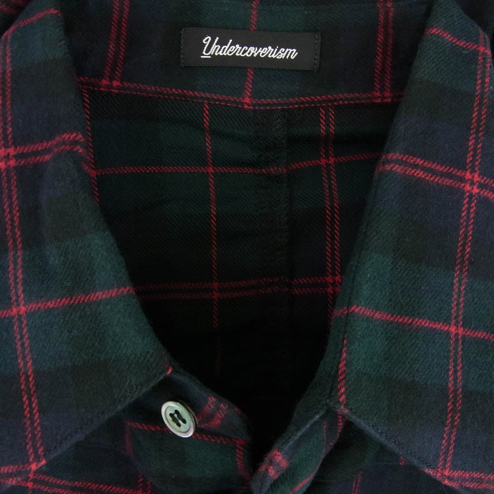 UNDERCOVER アンダーカバー 22SS UI2B4402 コットン CK後パッカリング ロング シャツ グリーン系 2【中古】