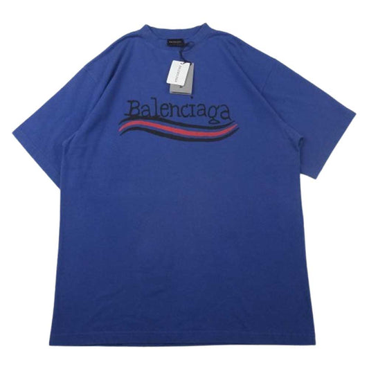 BALENCIAGA バレンシアガ 22AW 641675 TNVE7 Handwritten Campaign Logo T-Shirt ロゴプリント 半袖 Tシャツ ブルー ブルー系 S【中古】