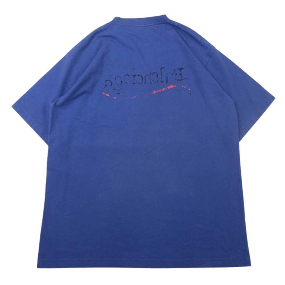 BALENCIAGA バレンシアガ 22AW 641675 TNVE7 Handwritten Campaign Logo T-Shirt ロゴプリント 半袖 Tシャツ ブルー ブルー系 S【中古】