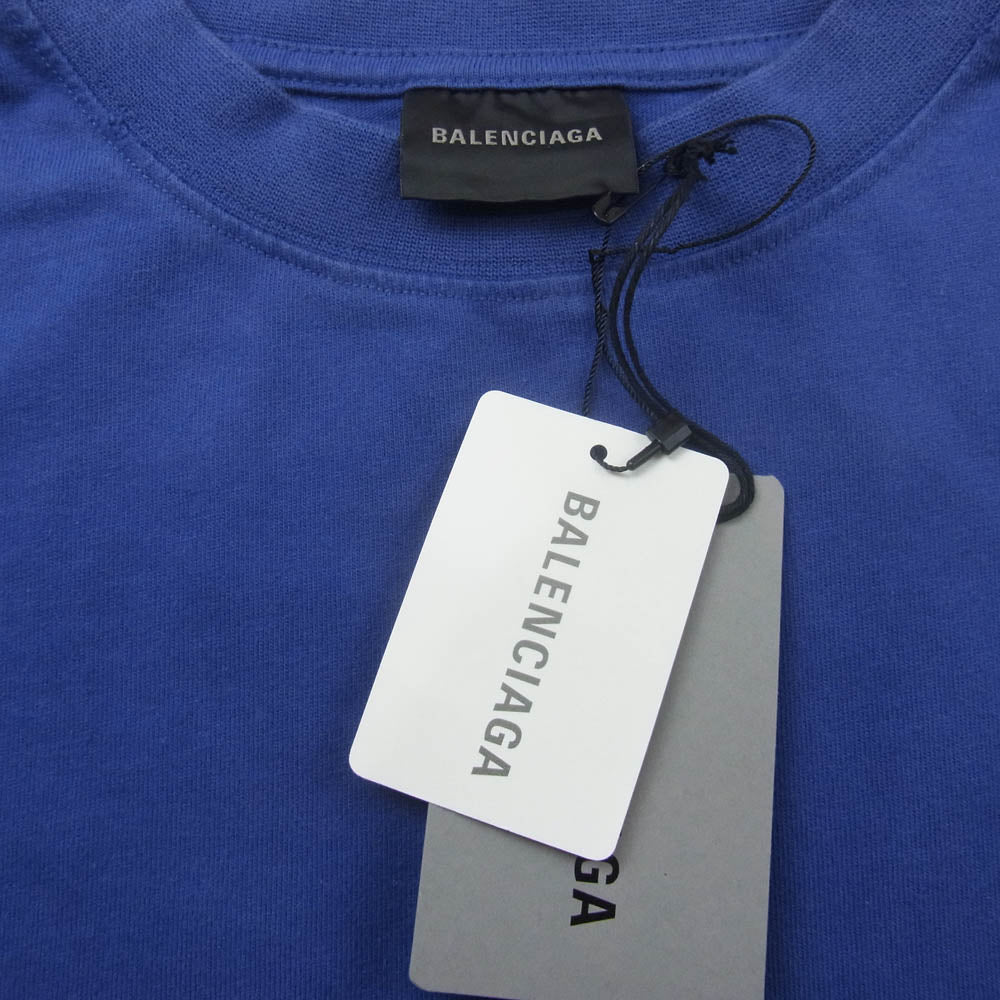 BALENCIAGA バレンシアガ 22AW 641675 TNVE7 Handwritten Campaign Logo T-Shirt ロゴプリント 半袖 Tシャツ ブルー ブルー系 S【中古】