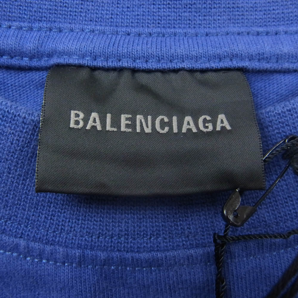 BALENCIAGA バレンシアガ 22AW 641675 TNVE7 Handwritten Campaign Logo T-Shirt ロゴプリント 半袖 Tシャツ ブルー ブルー系 S【中古】
