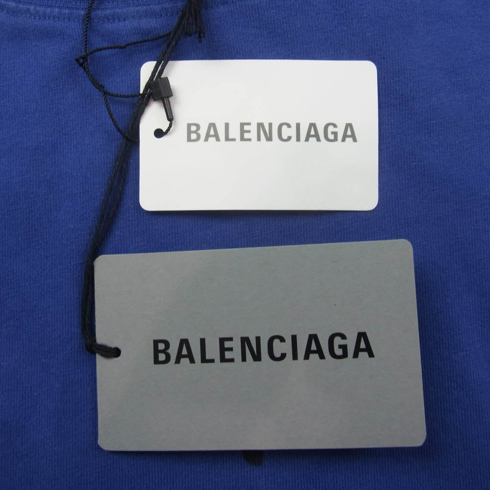BALENCIAGA バレンシアガ 22AW 641675 TNVE7 Handwritten Campaign Logo T-Shirt ロゴプリント 半袖 Tシャツ ブルー ブルー系 S【中古】