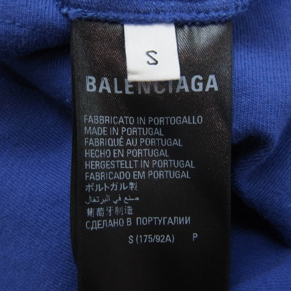 BALENCIAGA バレンシアガ 22AW 641675 TNVE7 Handwritten Campaign Logo T-Shirt ロゴプリント 半袖 Tシャツ ブルー ブルー系 S【中古】