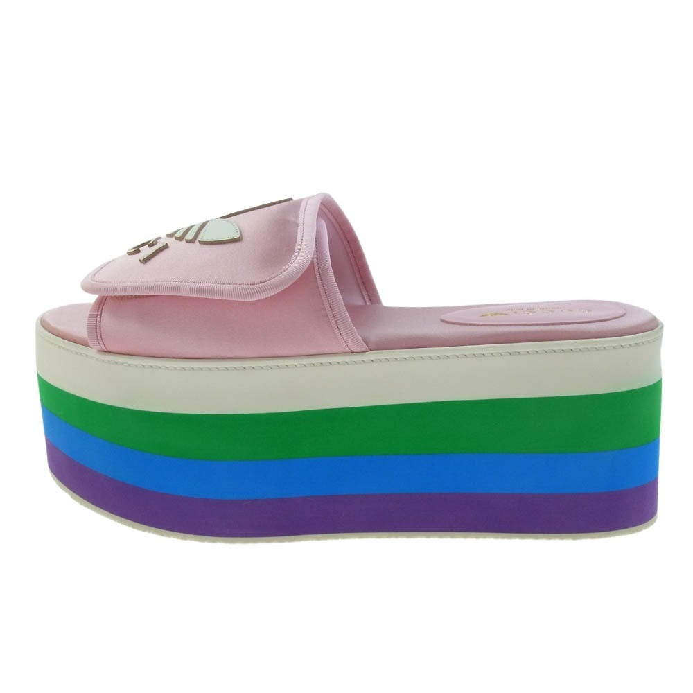 GUCCI グッチ 702294 adidas アディダス プラットフォーム シルク 厚底 サンダル ピンク系 マルチカラー系 39.5【新古品】【未使用】【中古】