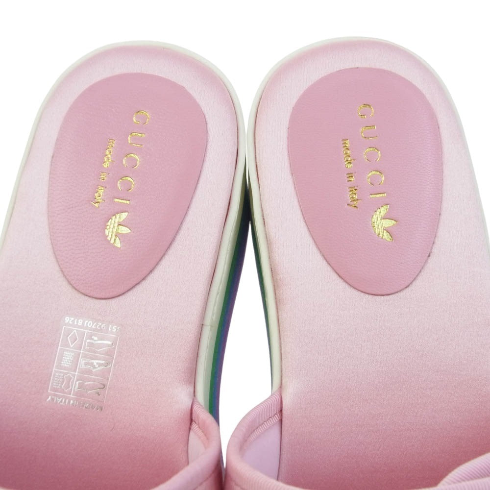 GUCCI グッチ 702294 adidas アディダス プラットフォーム シルク 厚底 サンダル ピンク系 マルチカラー系 39.5【新古品】【未使用】【中古】