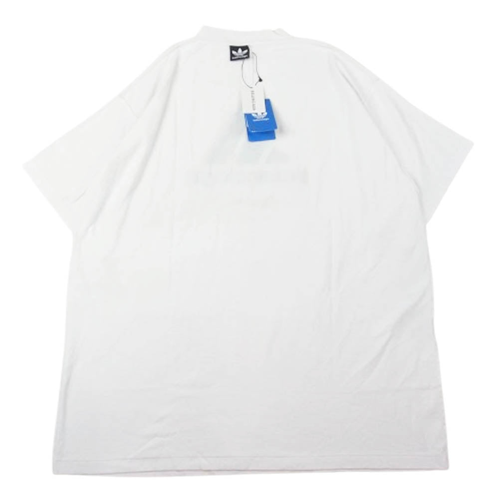 BALENCIAGA バレンシアガ 23SS 731769 TNVA6 ADIDAS アディダス ロゴ デザイン オーバーサイズ 半袖 Tシャツ ホワイト系 3【中古】