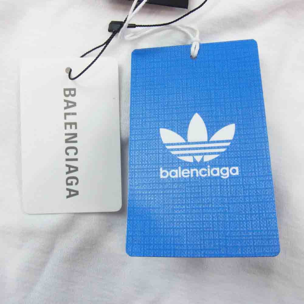 BALENCIAGA バレンシアガ 23SS 731769 TNVA6 ADIDAS アディダス ロゴ デザイン オーバーサイズ 半袖 Tシャツ ホワイト系 3【中古】