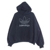 BALENCIAGA バレンシアガ 23SS 712396 TNVA9 adidas Large Hoodie Oversized アディダス ロゴ刺繍 プルオーバー パーカー ブラック系 S【中古】