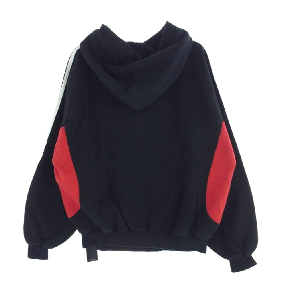 BALENCIAGA バレンシアガ 23AW 715001 TNVA8 adidas Hoodie Large Fit アディダス ロゴ刺繍 ダメージ加工 プルオーバー パーカー ブラック系 S【中古】
