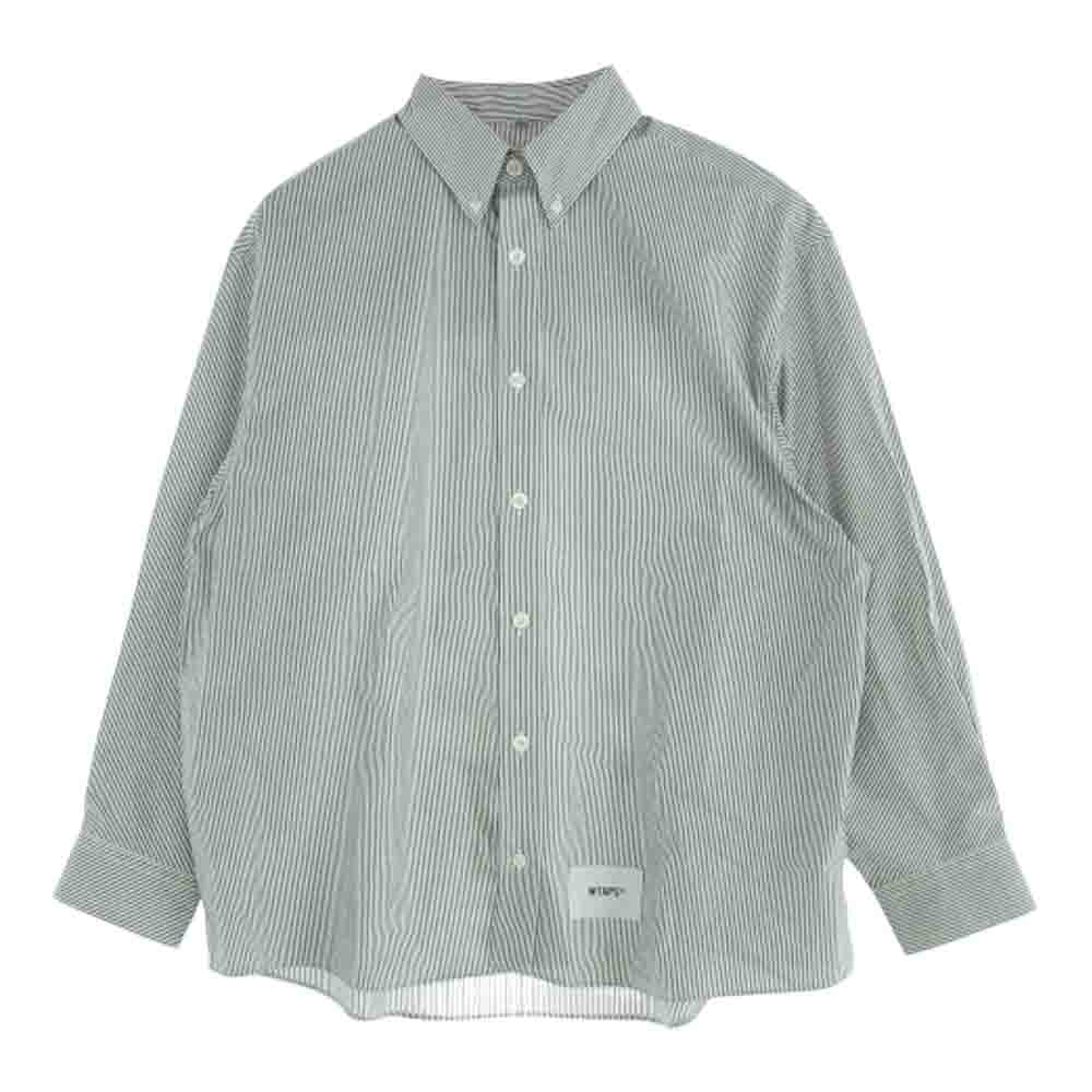 WTAPS ダブルタップス 23AW 232GWDT-SHM03 BROADCLOTH.TEXTILE.PROTECT ブロード ストライプ バックプリント 長袖 シャツ グレー系 1【中古】