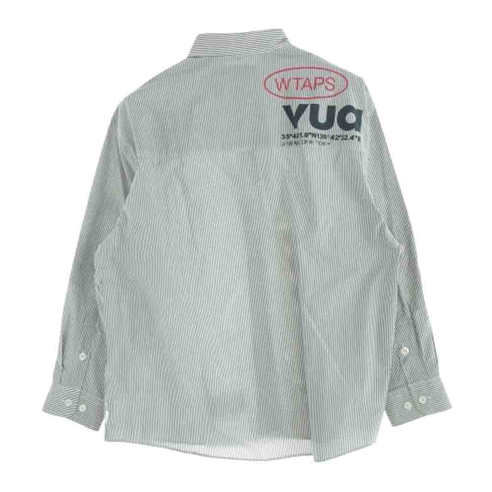 WTAPS ダブルタップス 23AW 232GWDT-SHM03 BROADCLOTH.TEXTILE.PROTECT ブロード ストライプ バックプリント 長袖 シャツ グレー系 1【中古】