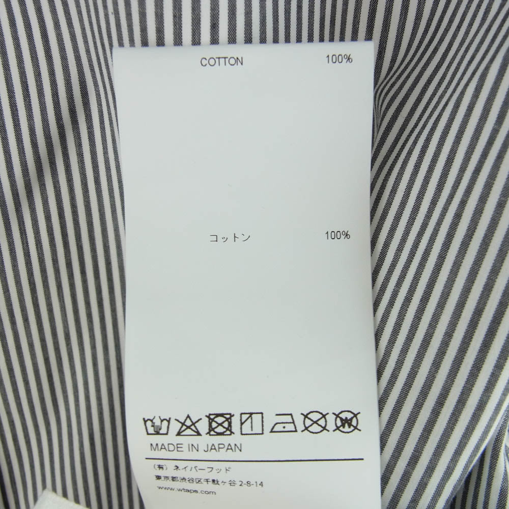 WTAPS ダブルタップス 23AW 232GWDT-SHM03 BROADCLOTH.TEXTILE.PROTECT ブロード ストライプ バックプリント 長袖 シャツ グレー系 1【中古】