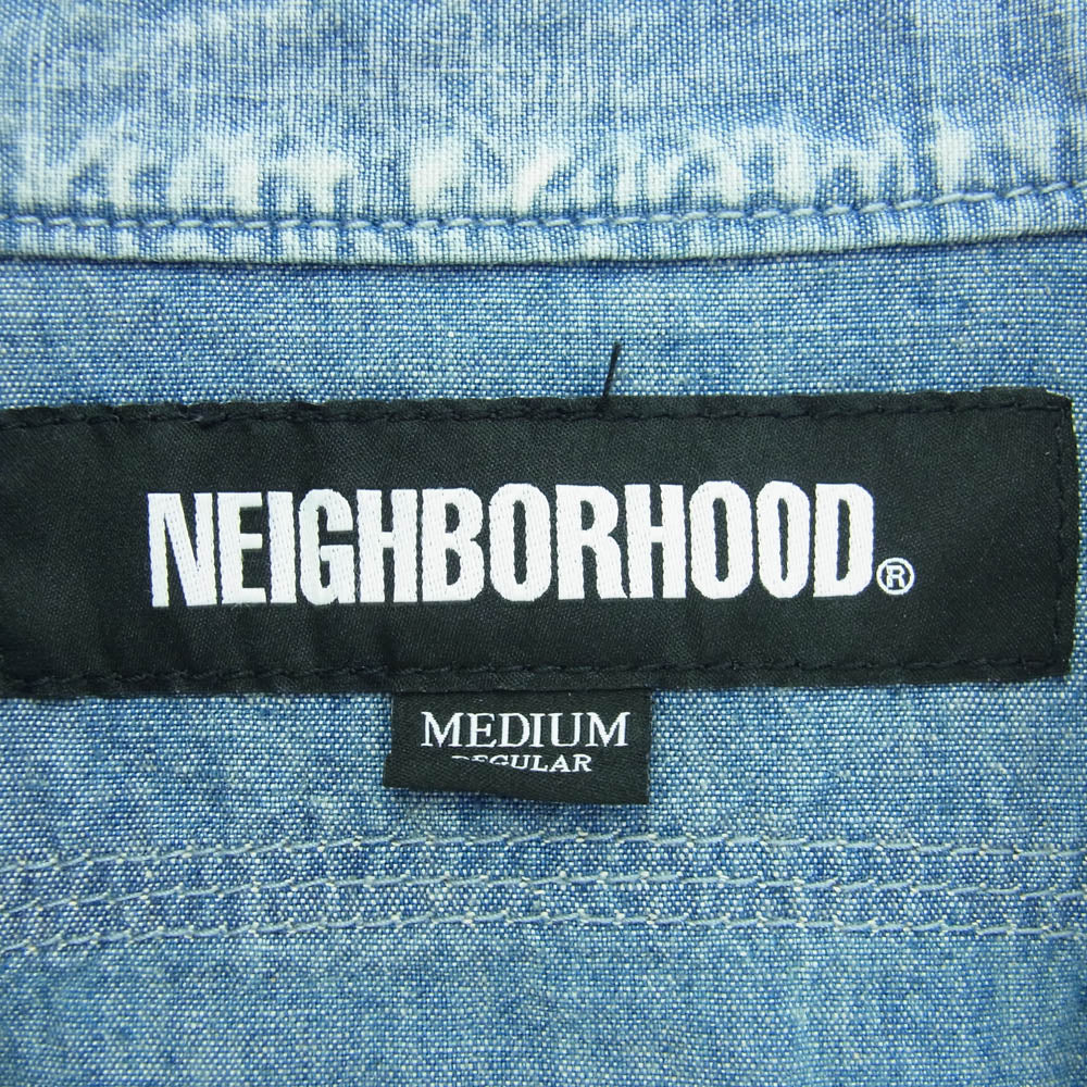 NEIGHBORHOOD ネイバーフッド 20SS 201YTNH-SHM01 SAVAGE CHAMBRAY C-SHIRT LS ダメージ加工 長袖 デニム ワークシャツ インディゴブルー系 M【中古】