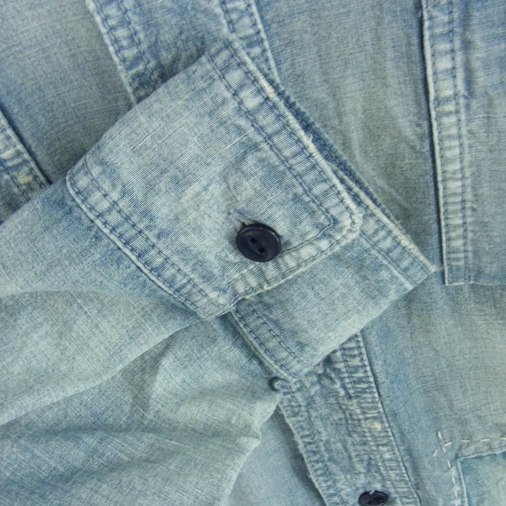 NEIGHBORHOOD ネイバーフッド 20SS 201YTNH-SHM01 SAVAGE CHAMBRAY C-SHIRT LS ダメージ加工 長袖 デニム ワークシャツ インディゴブルー系 M【中古】