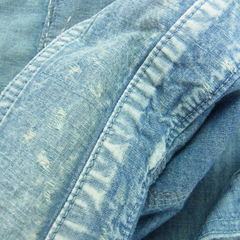 NEIGHBORHOOD ネイバーフッド 20SS 201YTNH-SHM01 SAVAGE CHAMBRAY C-SHIRT LS ダメージ加工 長袖 デニム ワークシャツ インディゴブルー系 M【中古】