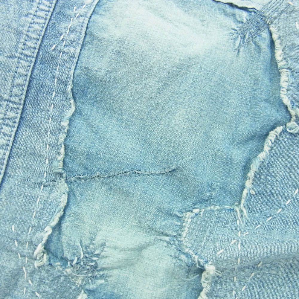 NEIGHBORHOOD ネイバーフッド 20SS 201YTNH-SHM01 SAVAGE CHAMBRAY C-SHIRT LS ダメージ加工 長袖 デニム ワークシャツ インディゴブルー系 M【中古】