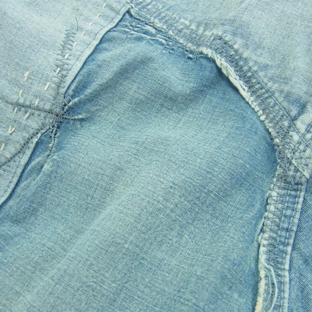 NEIGHBORHOOD ネイバーフッド 20SS 201YTNH-SHM01 SAVAGE CHAMBRAY C-SHIRT LS ダメージ加工 長袖 デニム ワークシャツ インディゴブルー系 M【中古】