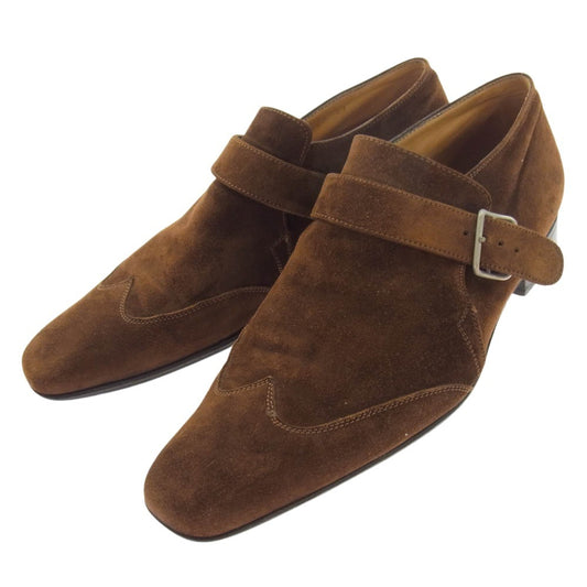 ストール マンテラッシ ウィングチップ バックル スエード シューズ ブラウン系 41【中古】