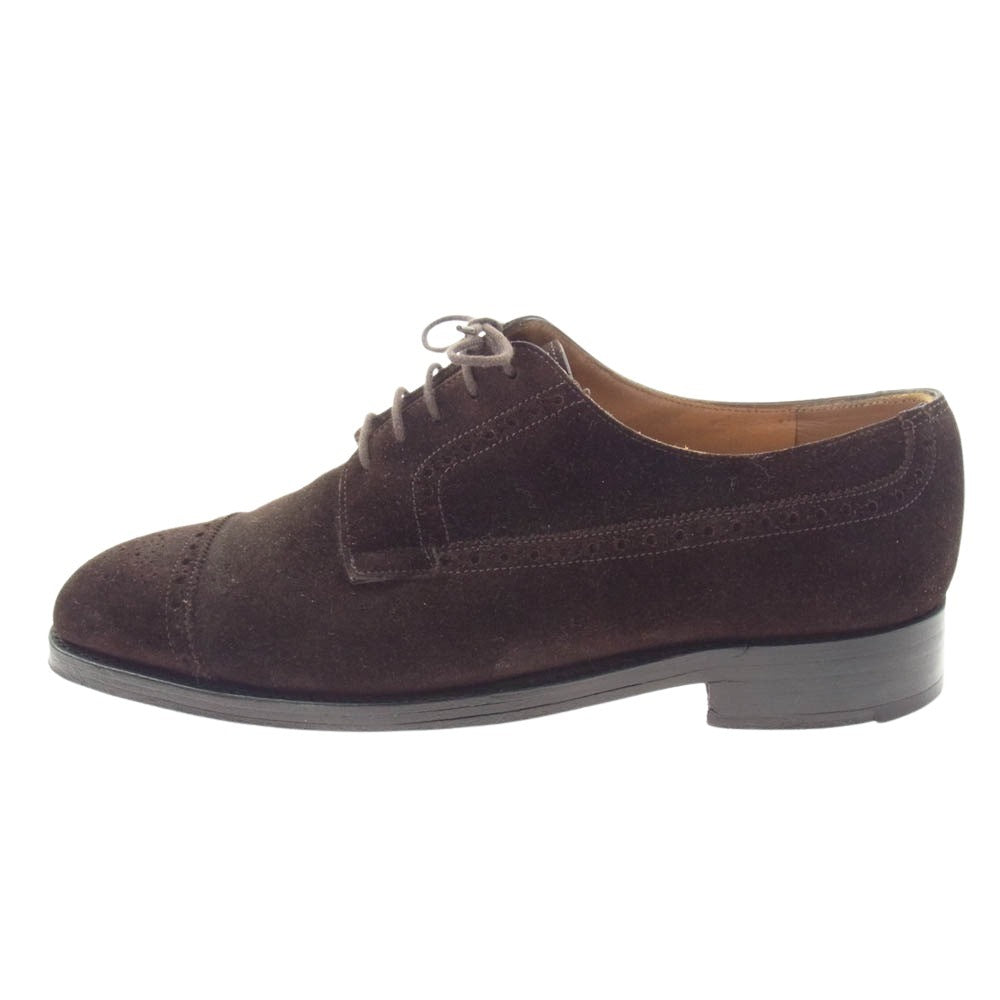 John Lobb ジョンロブ PARISロゴ BARAL バラル スエード レザ― キャップトゥ シューズ ブラウン系 7.5E【中古】