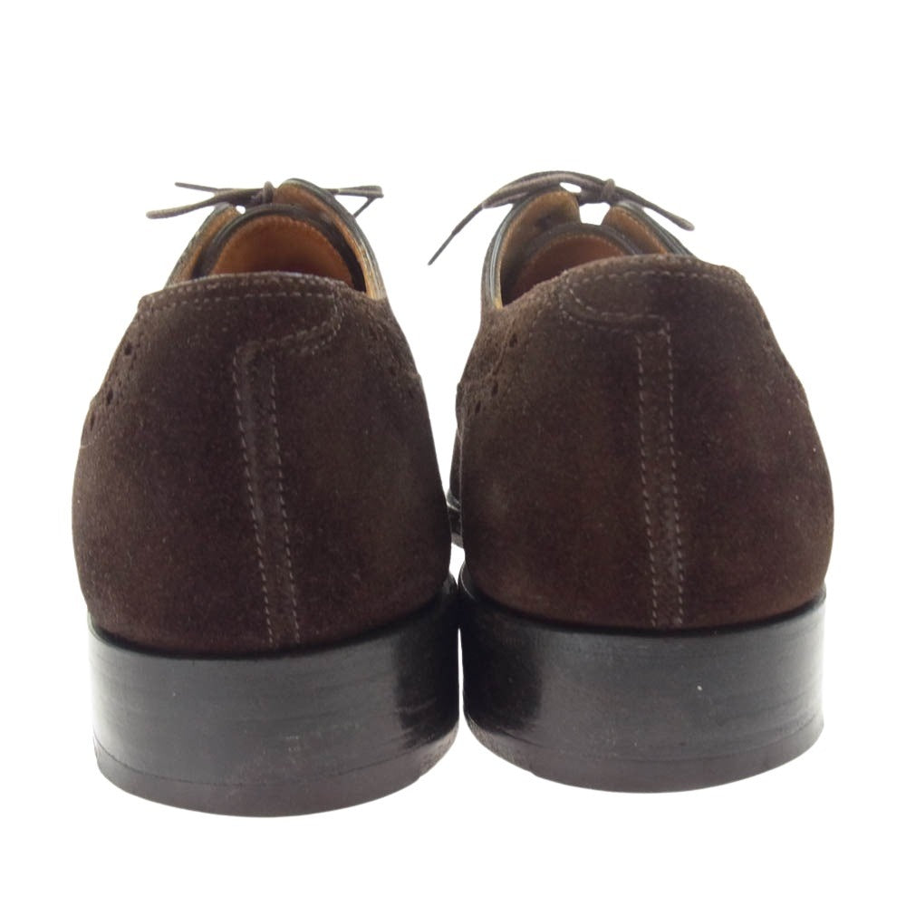 John Lobb ジョンロブ PARISロゴ BARAL バラル スエード レザ― キャップトゥ シューズ ブラウン系 7.5E【中古】