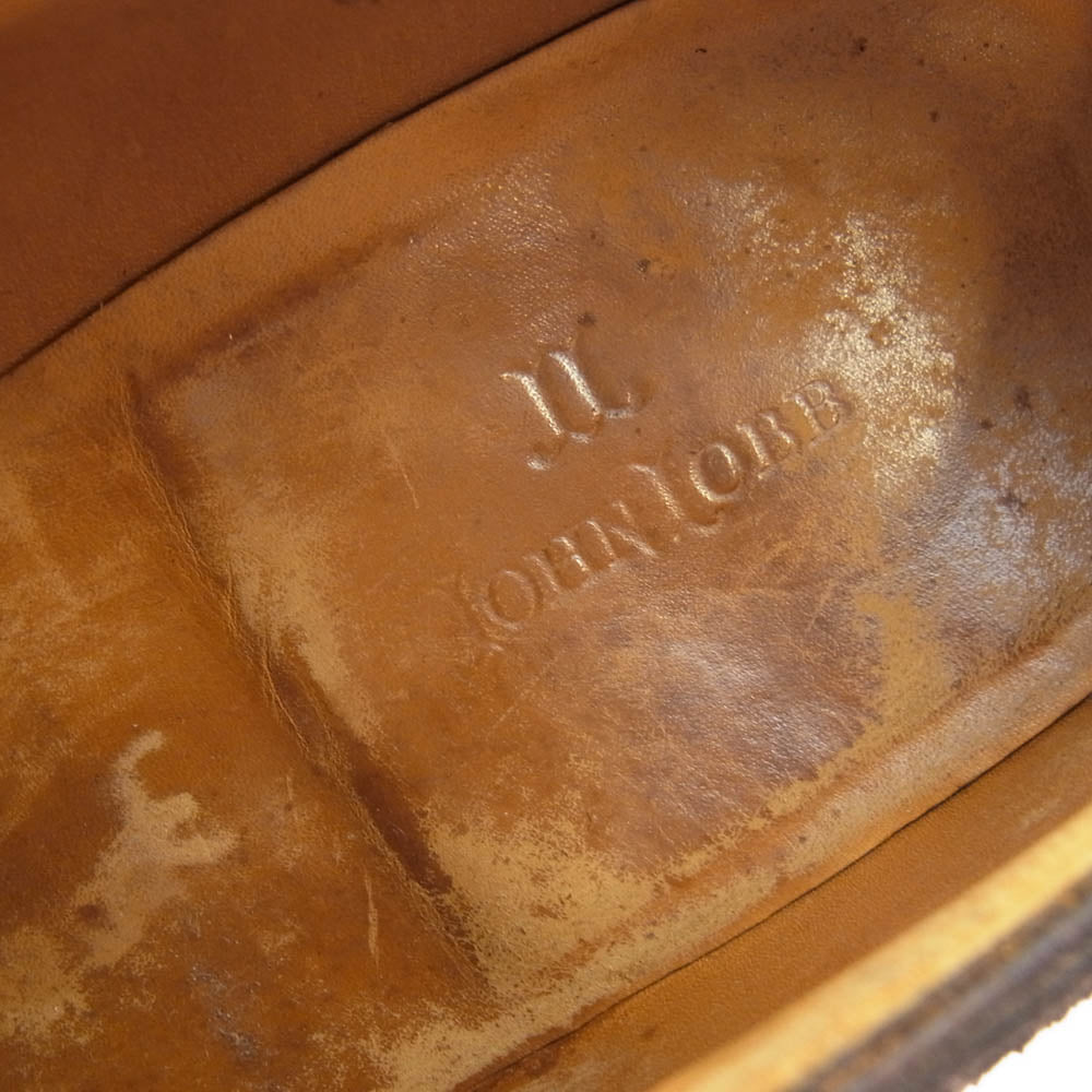John Lobb ジョンロブ PARISロゴ BARAL バラル スエード レザ― キャップトゥ シューズ ブラウン系 7.5E【中古】
