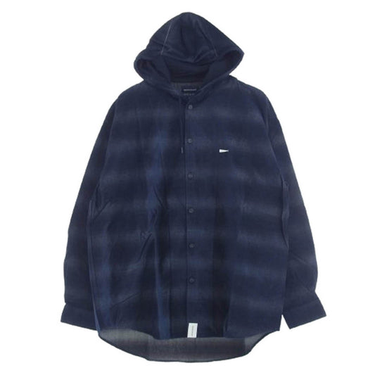 DESCENDANT ディセンダント 232WVDS-SHM04 MULE HOODED STRIPE LS SHIRT フード付き シャツ ブルー系 3【新古品】【未使用】【中古】