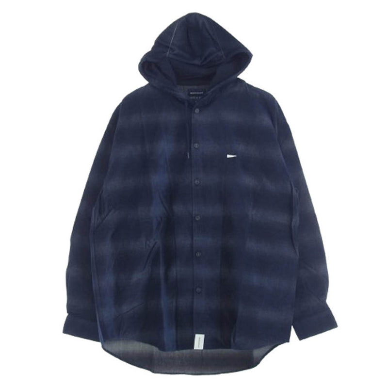 DESCENDANT ディセンダント 232WVDS-SHM04 MULE HOODED STRIPE LS SHIRT フード付き シャツ ブルー系 3【新古品】【未使用】【中古】