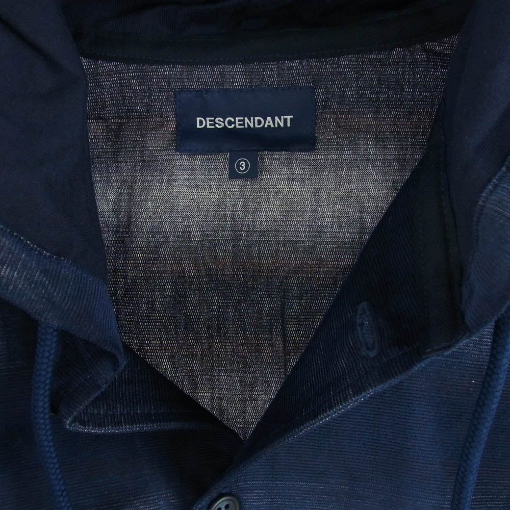 DESCENDANT ディセンダント 232WVDS-SHM04 MULE HOODED STRIPE LS SHIRT フード付き シャツ ブルー系 3【新古品】【未使用】【中古】