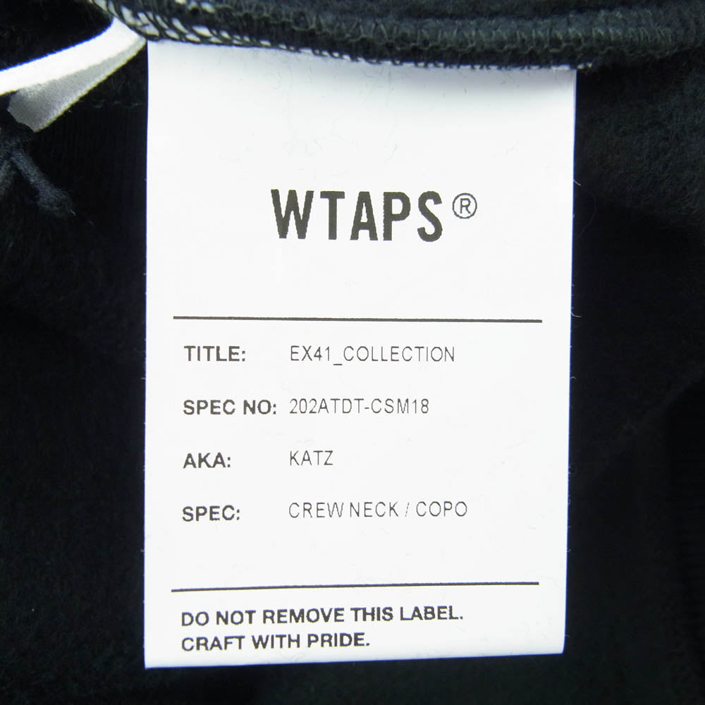 WTAPS ダブルタップス 20AW 202ATDT-CSM18 KATZ/CREW NECK/COPO カッツ クルーネック スウェット ブラック系 X 04【新古品】【未使用】【中古】