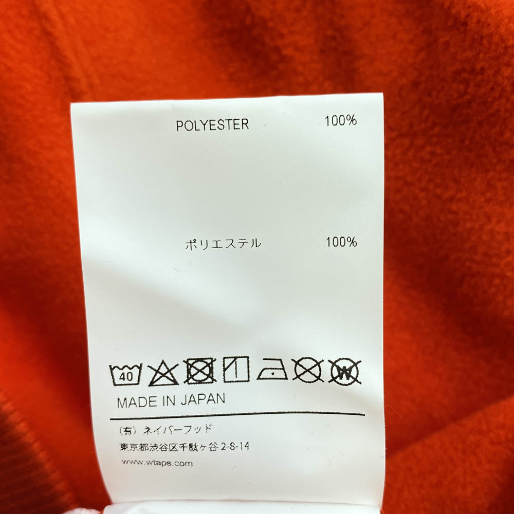 WTAPS ダブルタップス 22AW 222ATDT-CSM29 EXHAUST HOODY POLY. STENCIL ロゴ フリース フーディ パーカー ORANGE 02【新古品】【未使用】【中古】
