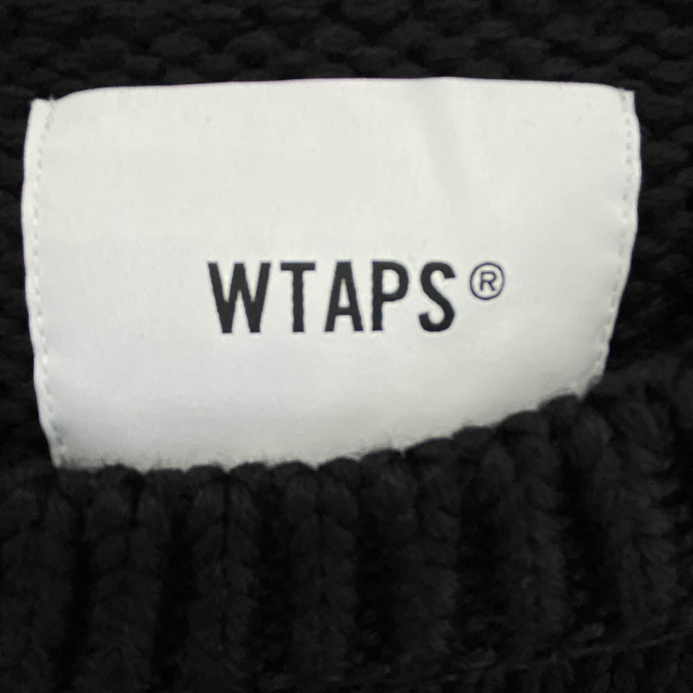 WTAPS ダブルタップス 23AW 232MADT-KNM04 CREW NECK 01 / SWEATER / POLY. T-ROCK ロゴ刺繍 クルーネック ニット セーター ブラック系 04【新古品】【未使用】【中古】