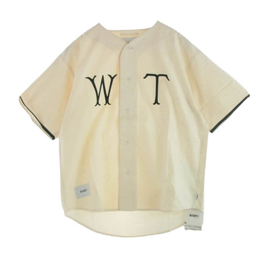 WTAPS ダブルタップス 24SS 241TQDT-SHM05 League SS Cotton Satin Spina リーグ コットン サテン スピナ ベースボール 半袖 シャツ オフホワイト系 02【新古品】【未使用】【中古】